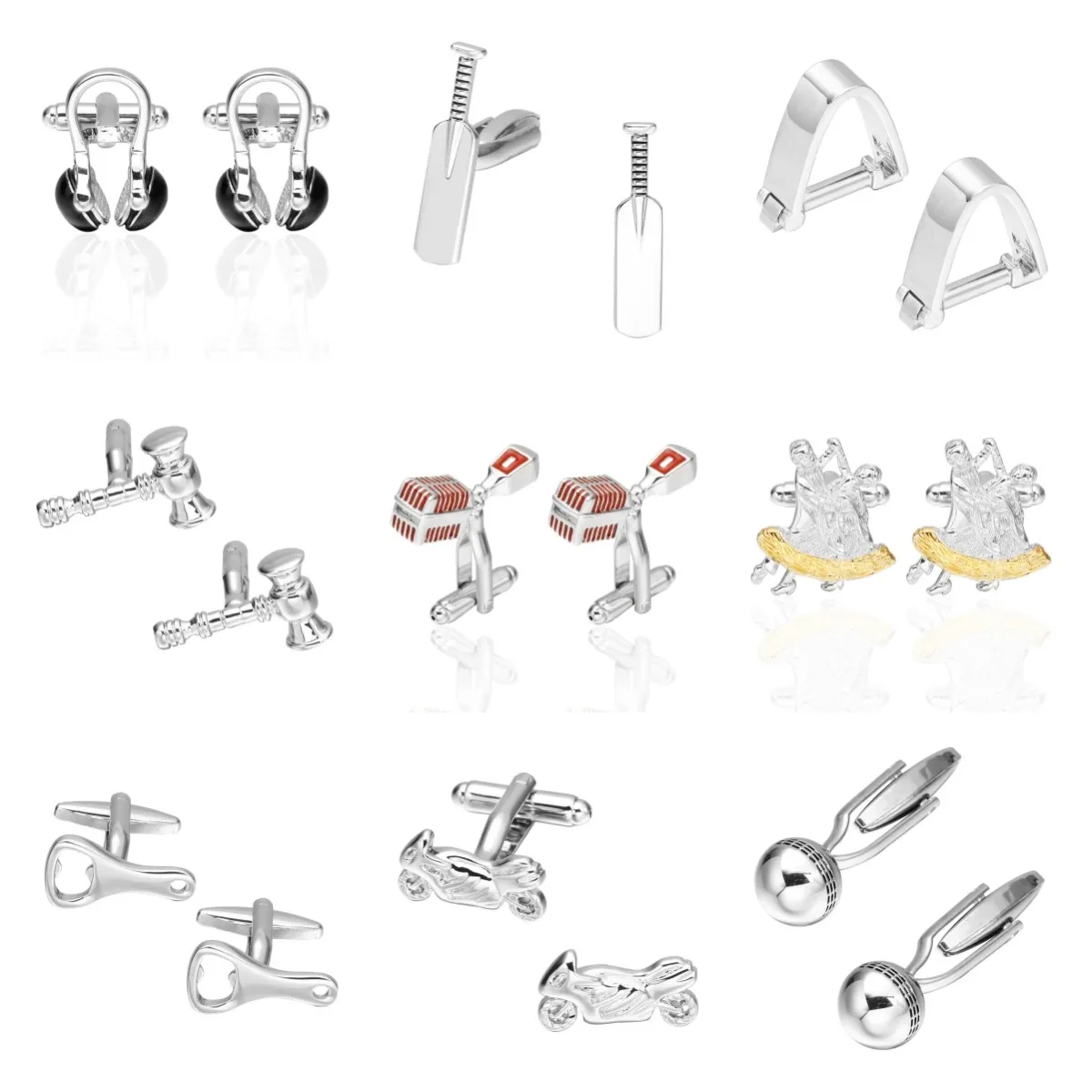 Funny Cufflink Bottle Opener/Motorcycle/Football/Steering Wheel/Judge's Hammer/Cricket Racket Cufflinks Suit Men French Shirt