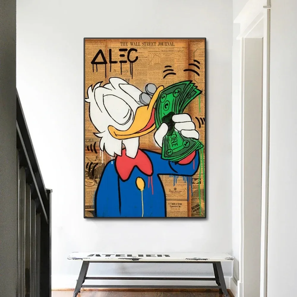 Дональд Дак Любовь Деньги Граффити Художественные принты на холсте Настенные