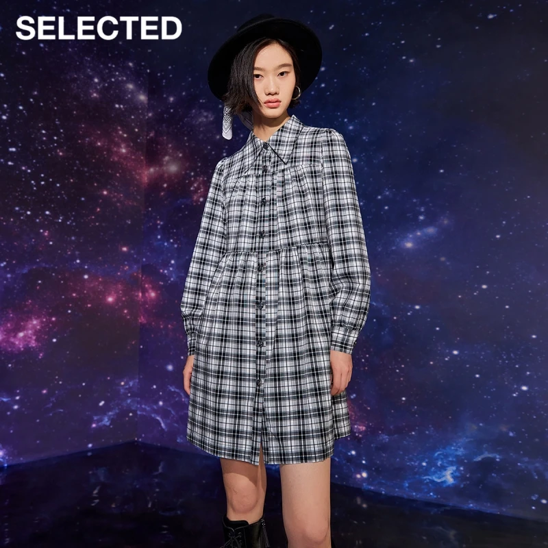 

SELECTED New Plaid Sweet College A-Line Long Sleeve Dress For Women S|42132J014