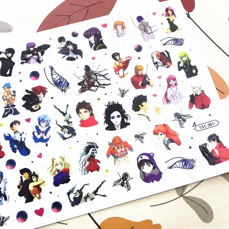 Newest Japanese Anime 3D Self Adhesive Back Gule Decal Slider DIY Decorations Wraps Nail Sticker TSC 351