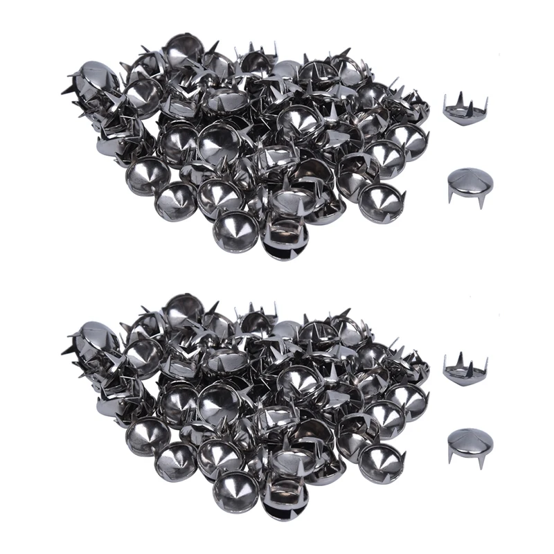 

200 Silver Tone 10mm Round Conical Studs Spots Punk Rock Nailheads Spikes