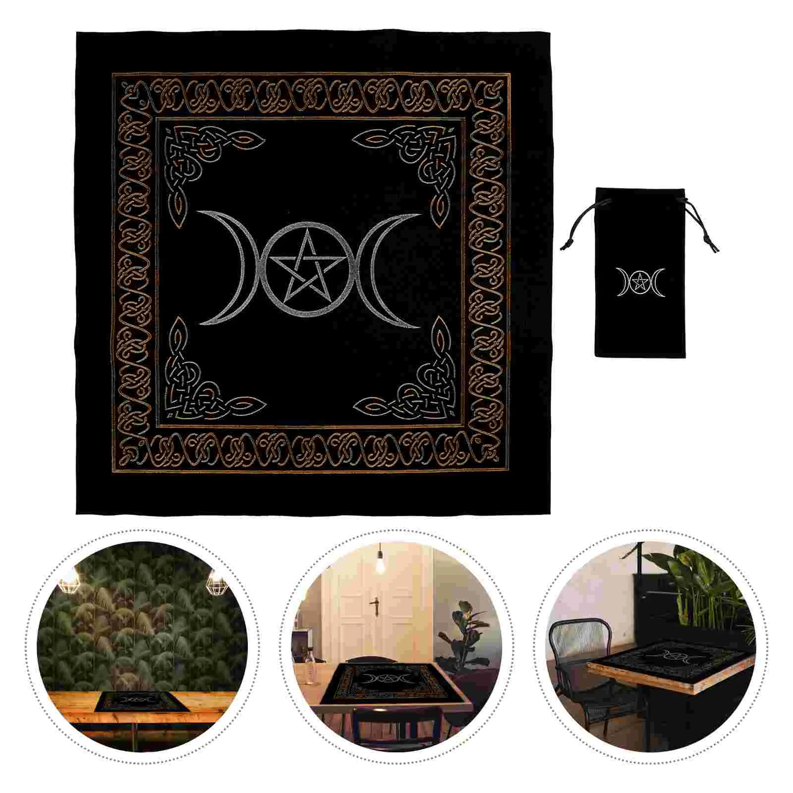 

Tarot Cloth Tablecloth Divination Altar Table Wicca Pouch Mat Special Pentacle Goddess Triple Astrology Tapestry Reading Moon