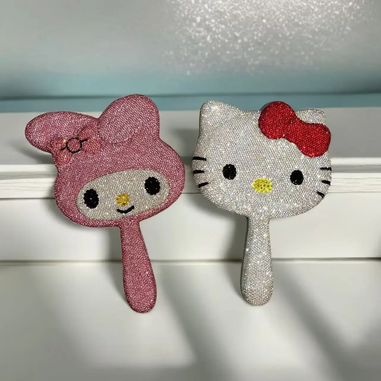 Зеркало Hello Kitty с бриллиантами ручное зеркало принцессы для макияжа готовый