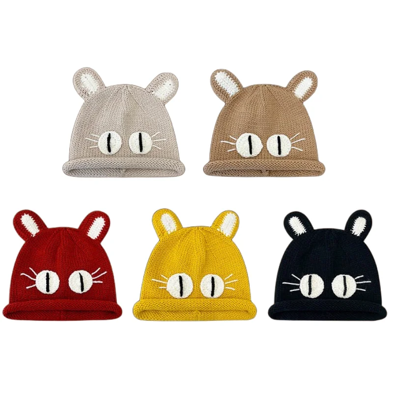 

Милая мультяшная шерстяная шапка с котенком для женщин теплая осенне-зимняя универсальная вязаная шапка для студентов капюшон Косплей костюмы в подарок Женская