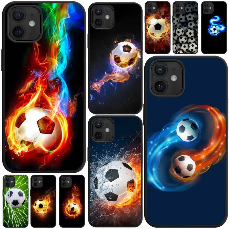 

Fire Football Sports Soccer Ball Goal Soccer Player Phone Case For Apple IPhone 13 12 11 Pro XS MAX XR 8 7 6 6S Plus X Cover