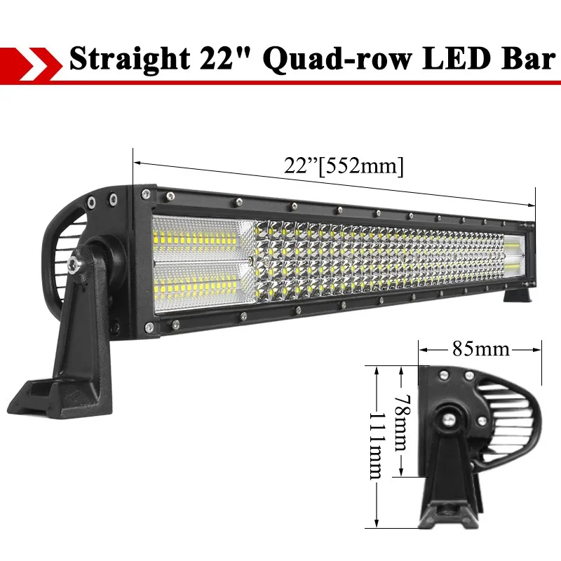 

SUV Offroad 4x4 Автомобильный трактор на крыше Прямой изогнутый светодиодный светильник Грузовик Бампер Вспомогательный фонарь дальнего света для Auto 4wd Jeep ATV Boat