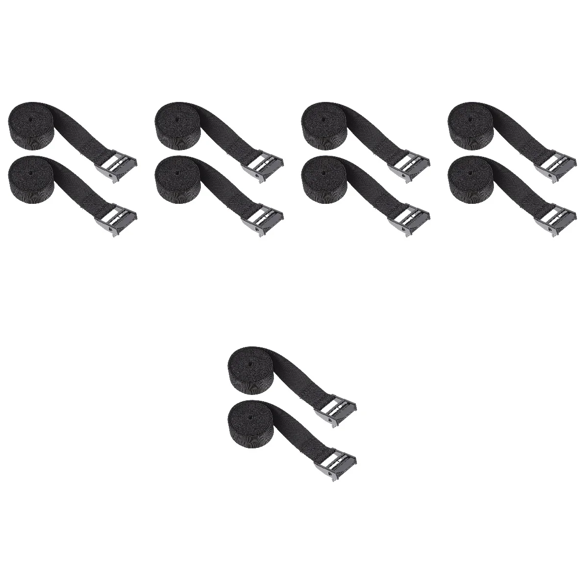 

10 Pcs Buckle Belt Cargo Strap Tie Ratchet 0.2X2.5X200CM Straps Packing Black Nylon Lashing