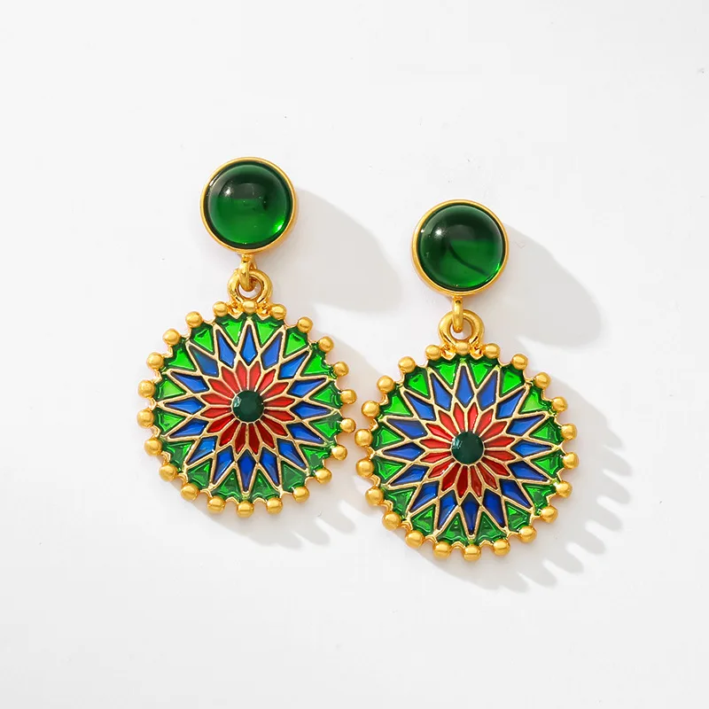 

European and American Bohemian style drop glaze vintage earrings