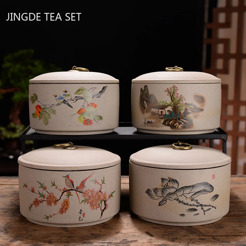 

Exquisite Ceramics Tea Caddy Portable Sealed Jar Travel Tea Storage Spice Tea Boxes Coffee Canister Biscuit Tea Storage Tank