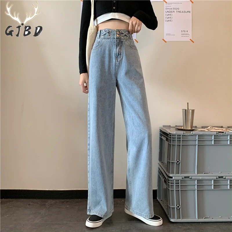 

Синие женские джинсы с высокой талией шикарный дизайн модные классические прямые базовые брюки мешковатые винтажные Женские повседневные ...