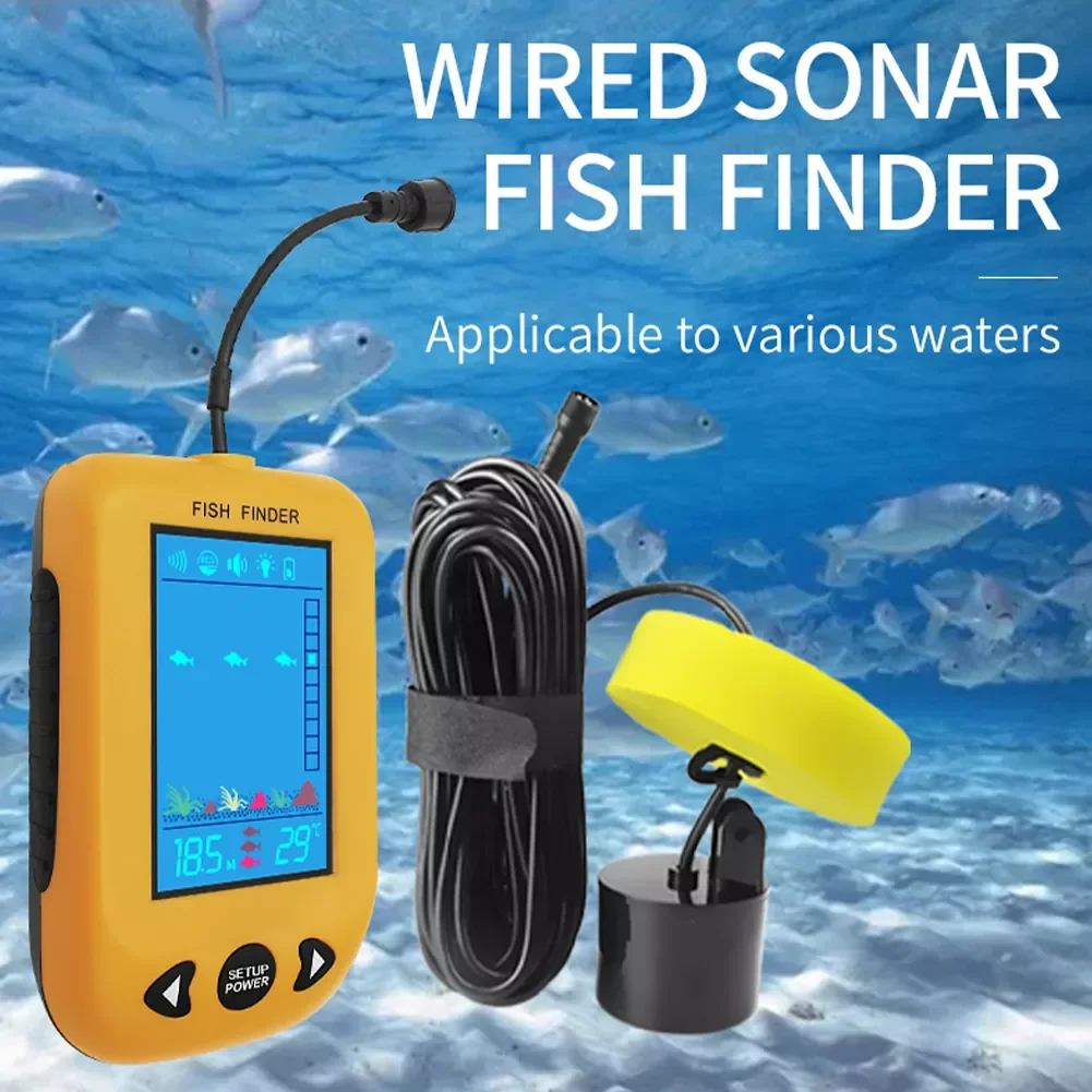 100M Sonar Fish Finder Echo Sounder Depth Finder Fishing Gear With Sonar Transducer LCD Display For Lake Sea Fishing