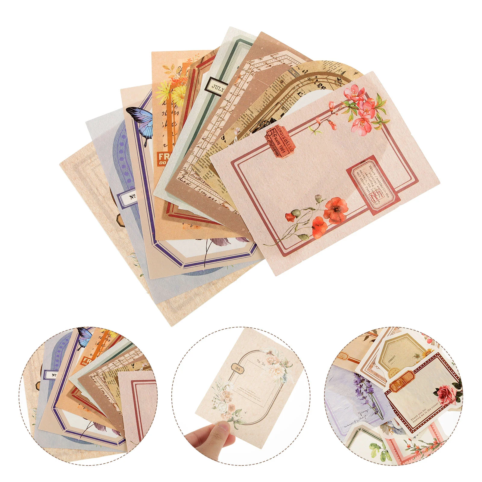 

100 Sheets Scrapbook DIY Paper Flower Pattern Design Vintage Aesthetic Hand Account Decorative Delicate