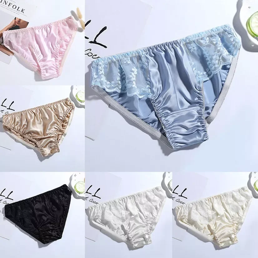 

Silk Panties Women Plus Size Lace Underpants Female Clothing Lingerie Sexy Shorts Girls Ladies Underwear Lace Lingerie