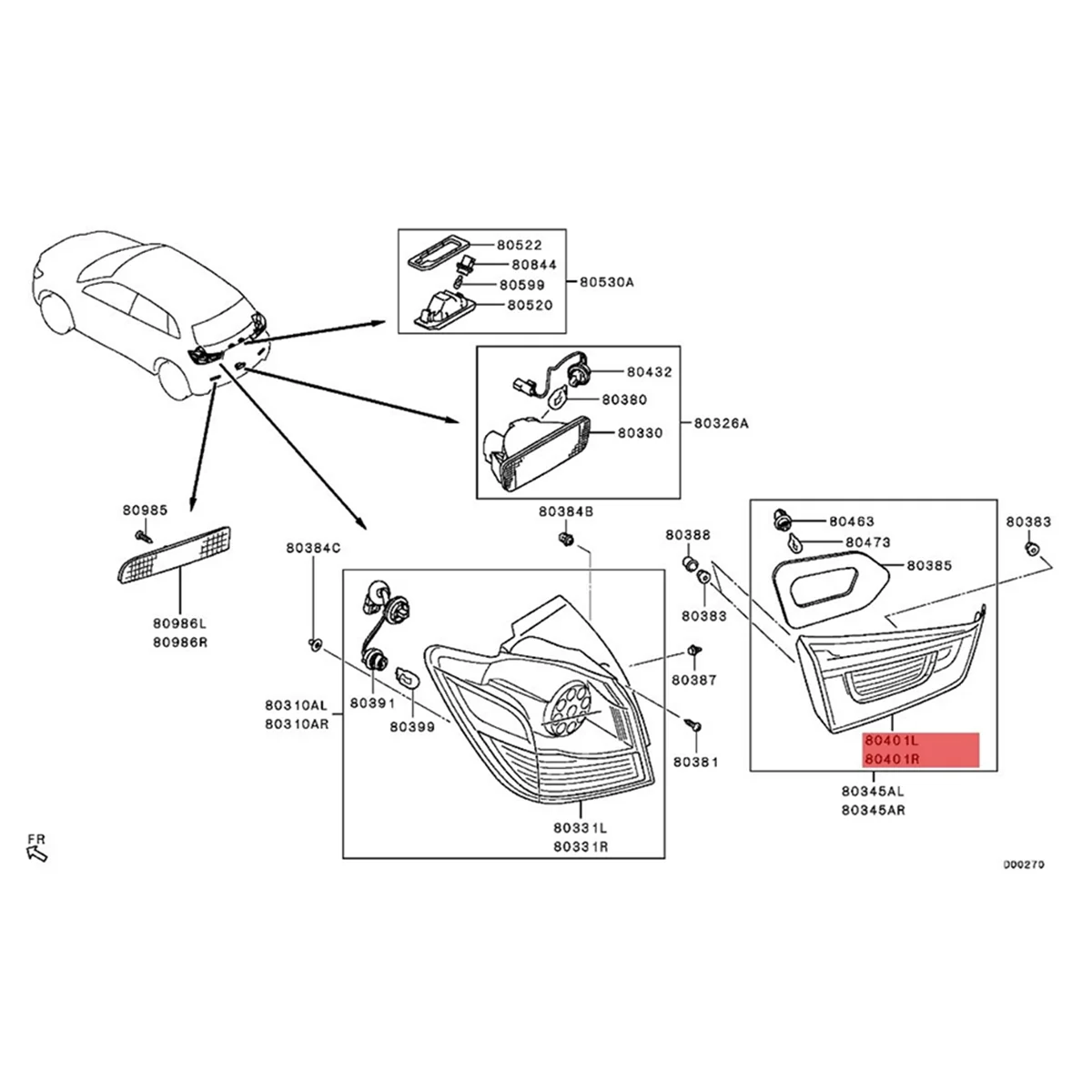 Задний правый задний фонарь для Mitsubishi Outlander Sport ASX RVR 11-19 8336A088
