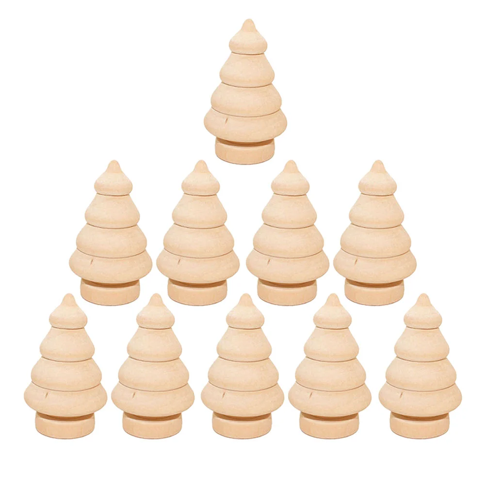

10pcs Wooden Christmas Three Unfinished Wood Christmas Craft DIY Xmas Hanging Ornaments Holiday Painting Crafts Supplies