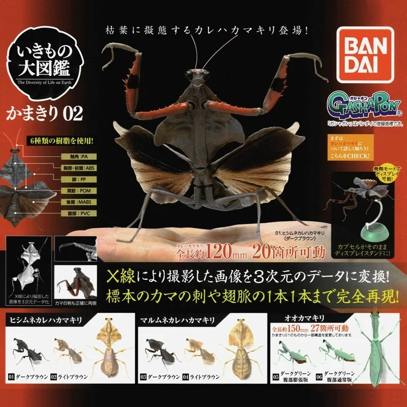 

Bandai Original Genuine Capsule Toys Biographies Series Bionic Insect Animal Mantis 02 Orchid Withered Leaves Models Scenes Gift