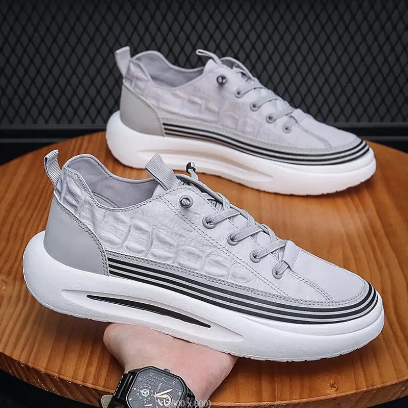 

Кроссовки мужские с крокодиловым принтом, Вулканизированная подошва, удобная спортивная обувь, повседневные теннисные туфли, 2022