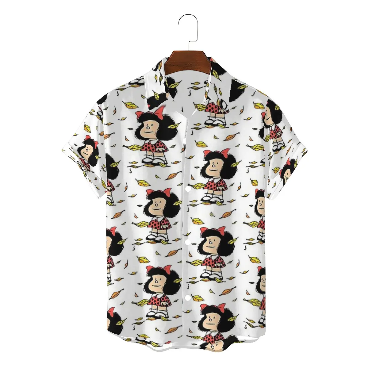 

Autumn Leaves Quino Argentino Men Hawaii Shirts Mafalda Miguelito Comic Square Collar Tops 3D Shirt Funny Top Quality Birthday