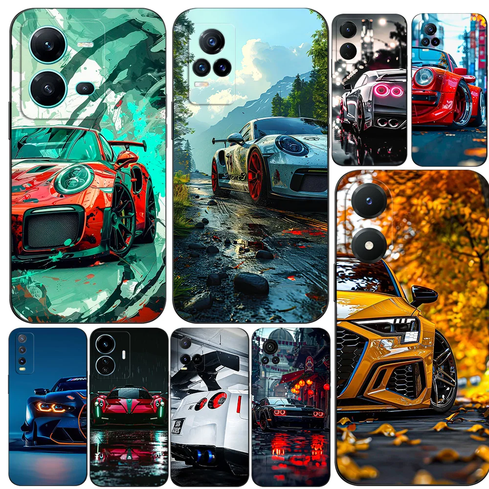 Черный чехол из ТПУ для Vivo Y01 Y2 Y12S Y12A Y50 Y15 Y15A Y15S Y17 Y3 Y11 Y50T Y51S 2019 2020 5G гоночный