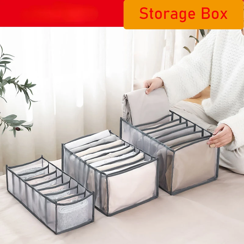 

Grids Underwear Socks Storage Box Jeans Separation Organizer Boxs Drawer Pants Socks Storage Closet Clothes Organizer