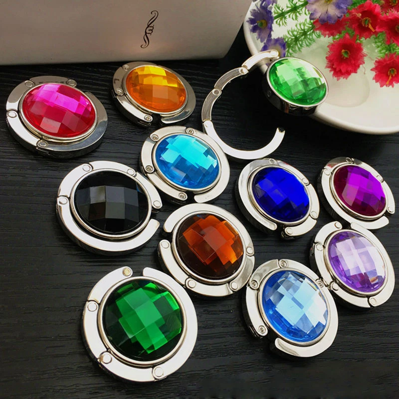 

Purse Bag hanger Portable handbag folding hanger holder hook for hanging Crystal Alloy magic hooks