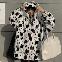coats and jackets women cow hoodies zipper teddy coat 2022 harajuku loose kawaii clothes womens oversized korea sweatshirt