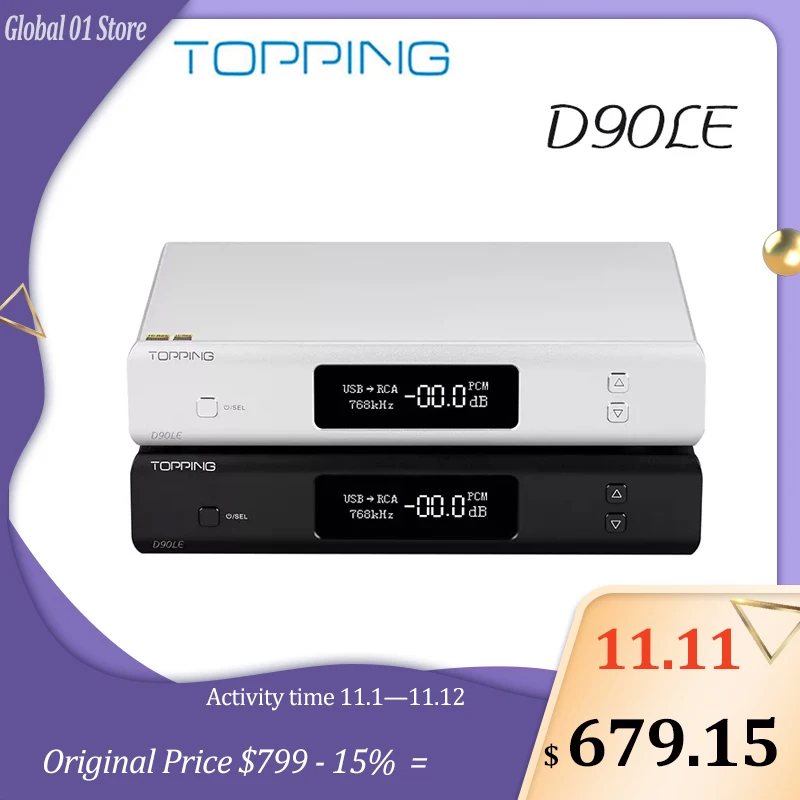 

TOPPING D90LE ES9038PRO DAC Bluetooth 5.0 LDAC Decoding Full Balanced HiFi Decoder USB DSD512 PCM768kHz Ultra Low Noise Preamp