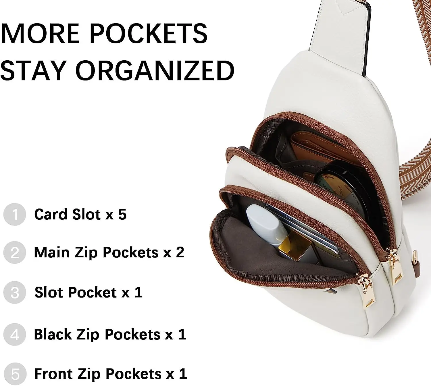 

Small Sling Bag for Women Leather Crossbody Bags Fanny Pack Chest Bag for Travel