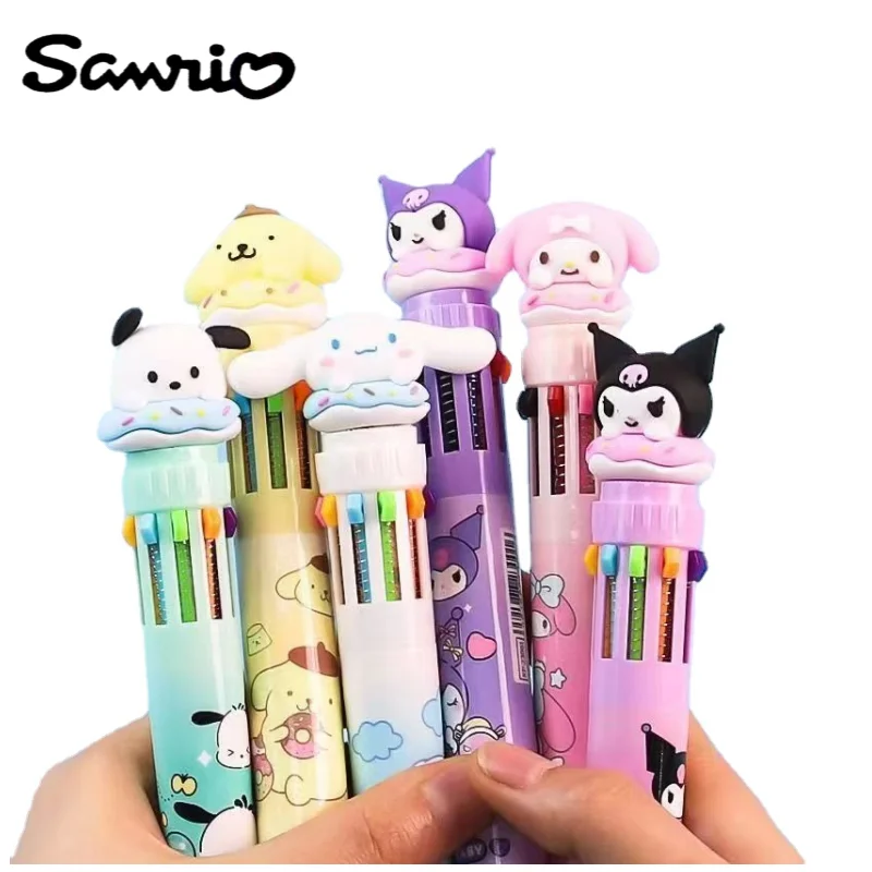 

Sanrio series Kuromi Cinnamoroll my melody kawaii anime cartoon ten-color ballpoint pen cute signature pen learning stationery