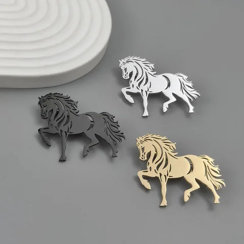 Золотая брошь из нержавеющей стали с изображением лошади