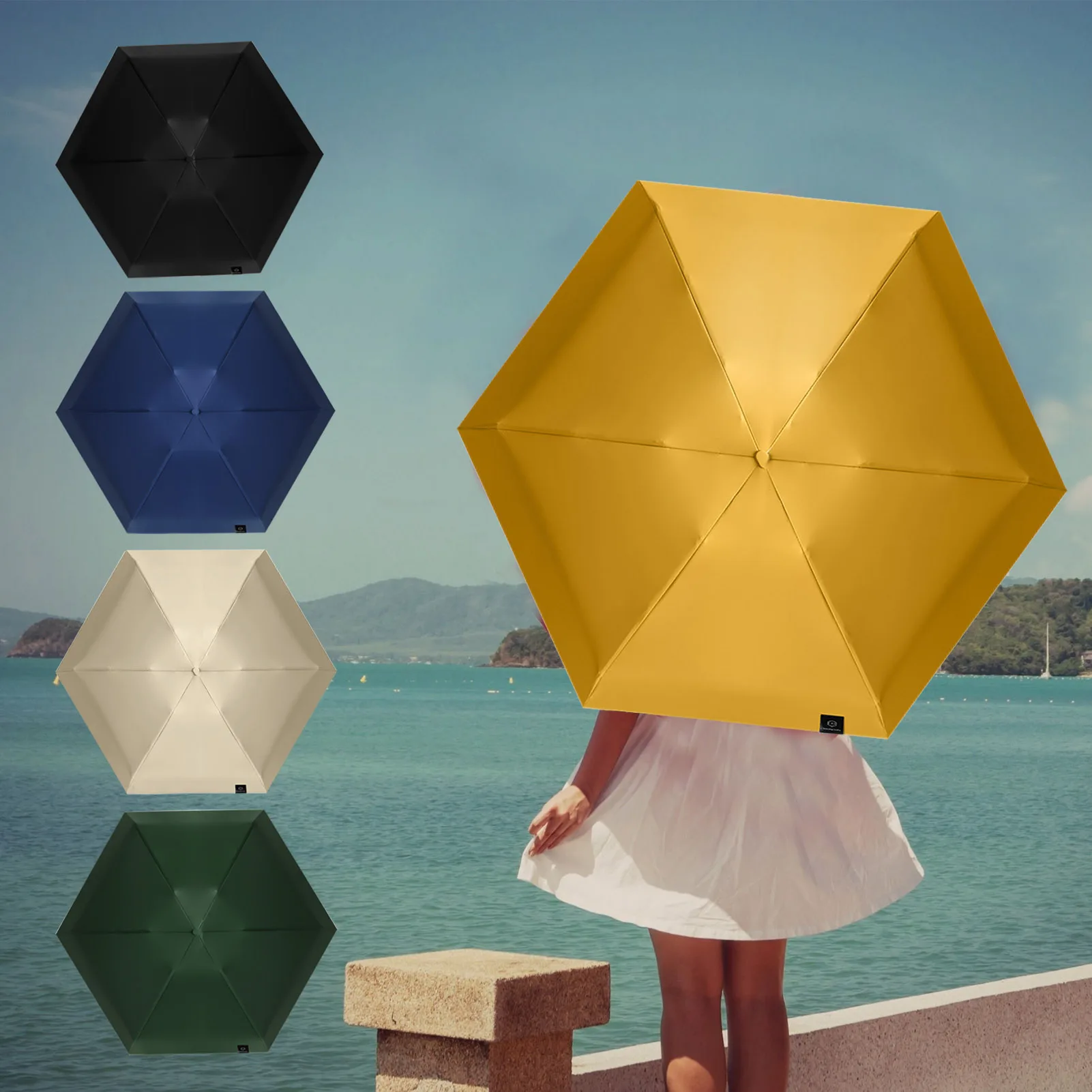 

290g Automatic Umbrella Rain Wind Resistant Folding Umbrellas Mini Pocket 6 Bone Parasol Girls Anti-UV Portable Travel Umbrella