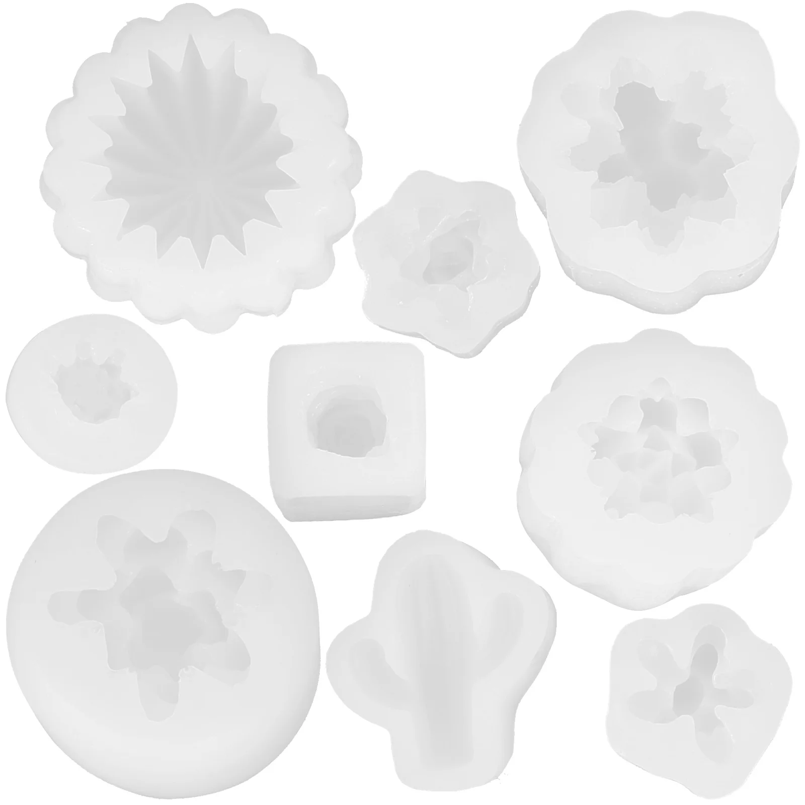 

9 Pcs Silicone Mold Making Cactus Shape Scented Mini Candles Fudge DIY Lover Silica Gel Craft Molds Fondant