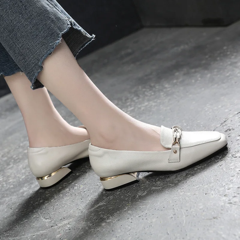 Genuine Leather Fashion  Women Loafers Flat Shoes  Designer Slip On Shallow Pump Female Retro Luxury Flat Shoes Loafers Women