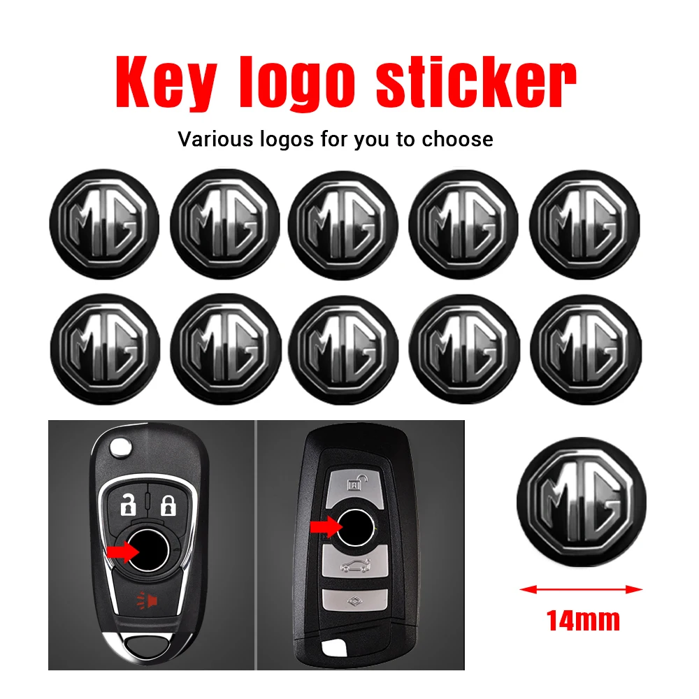 

10PCS Auto Key Remote Fob 3D Aluminum Decals for MG ZS GS 3 5 6 7 350 550 996R 90S 995 ZT HS ZR SW GT TF Car Key Shell Stickers