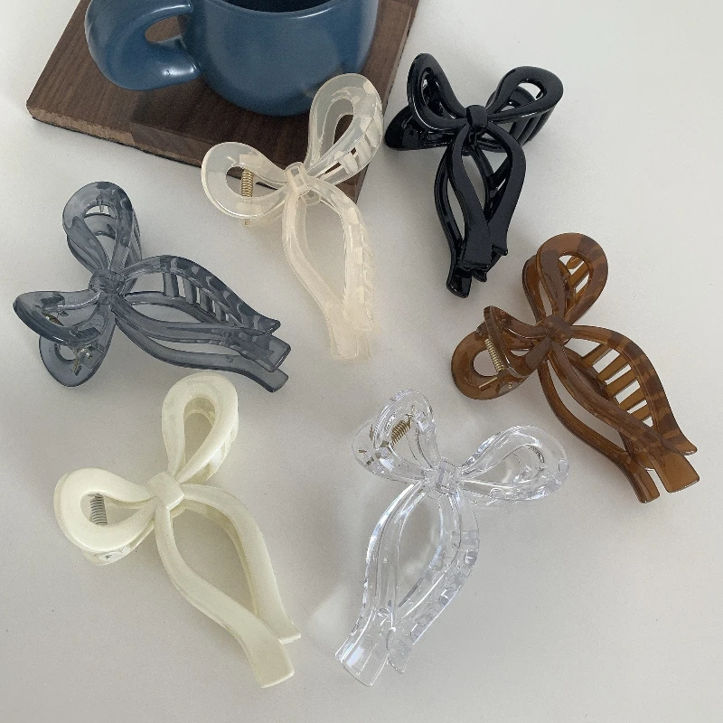 Фото Большая заколка-краб Jelly Bow для волос, акриловые заколки-бантики для хвоста, аксессуары для волос для женщин, заколки-зажимы для девочек, повязки на голову №2