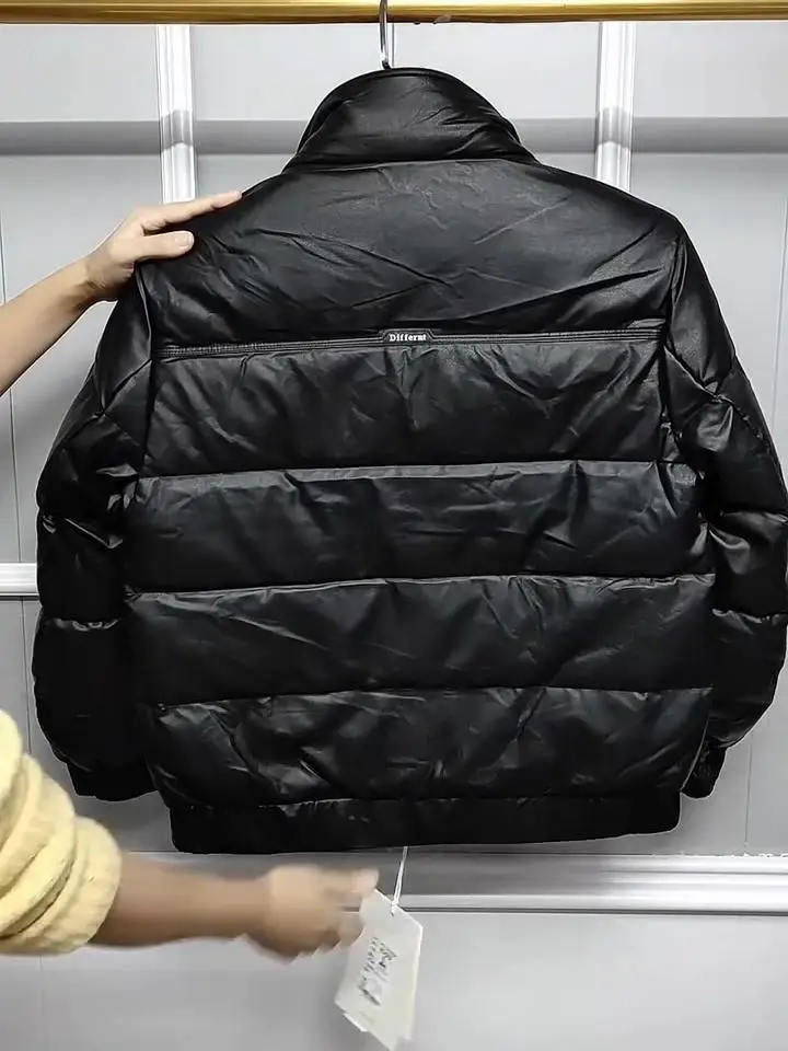 Мужской зимний пуховик с меховым воротником ягненка теплая новая модная