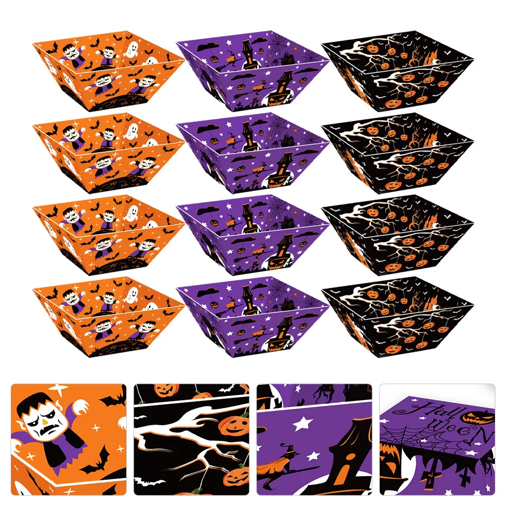 

12pcs Candy Basket Cardboard Candy Boxes Candy Bowls Fruit Basket for Candy Snack Party Supplies