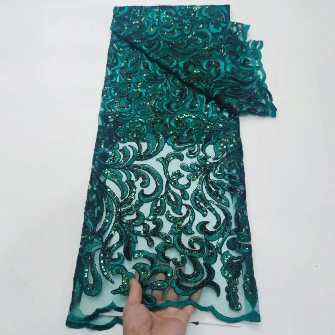 2024 кружевная ткань с 3D аппликацией и блестками золотая линия Высококачественная