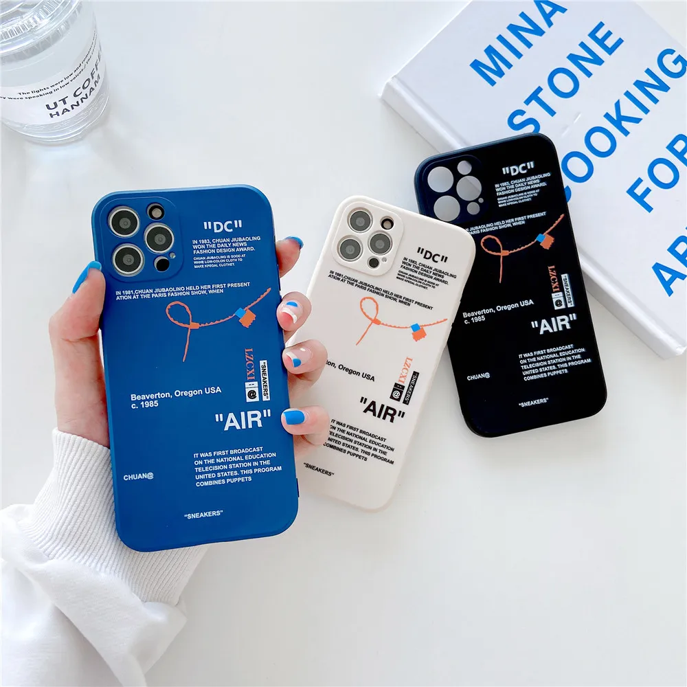 

Hot Tides brand sneakers Phone Case For iPhone 13 12 mini 11 Pro X XR XS MAX 7 8 6 Plus Simple label letter Silicone Cover Coque