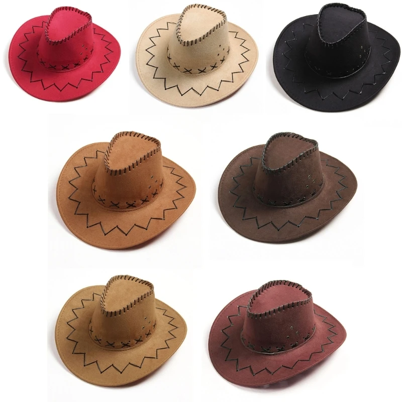 

Fashion Cowboy Hat for Kids Party Straw Hat Suede Fabric for Sun Hat Children Western Cowboy Hat for Boys G