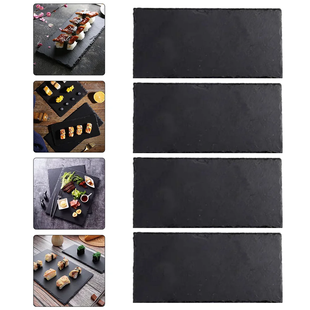 

Slate Board Sushi Tray Plates Charcuterie Serving Stone Plate Cheese Meat Mat Boards Black Appetizer Sashimi Steak Pizza Kitchen
