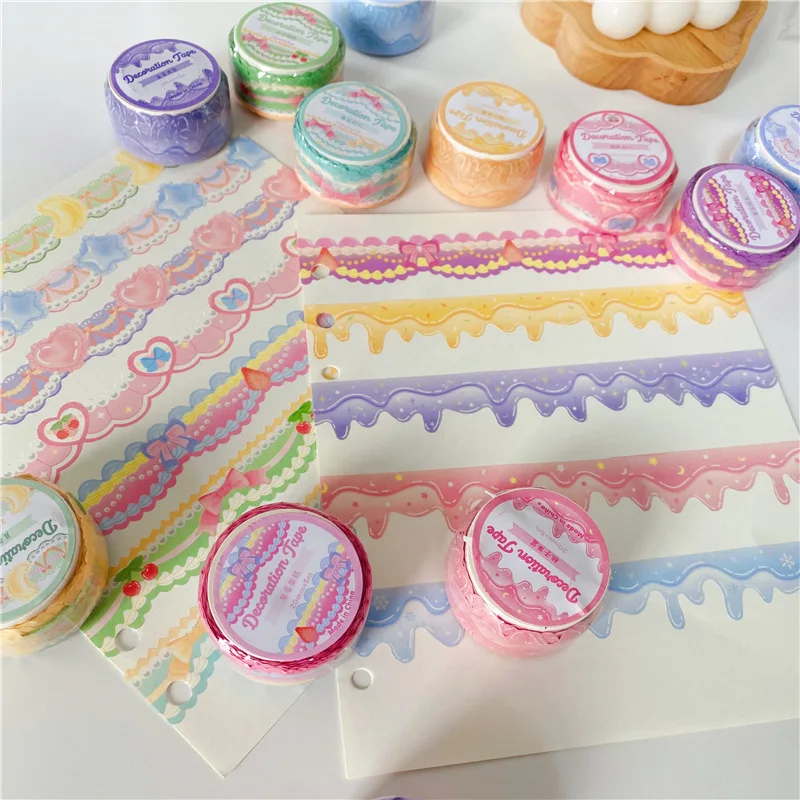 5M Korean Cute Lace Bowknot Cream Adhesive Tape Kawaii Masking Washi Planner Hand Account DIY Decorative Sticker Stationery - купить по