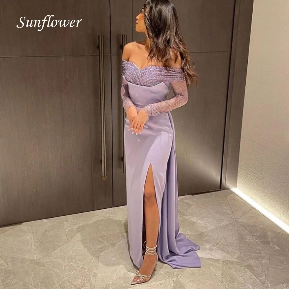 

Sunflower Sweetheart Off the Shoulder Reticulation Long Sleeve Evening Dress 2023 Slim Floor-Length Mermaid High-end Custom Gown