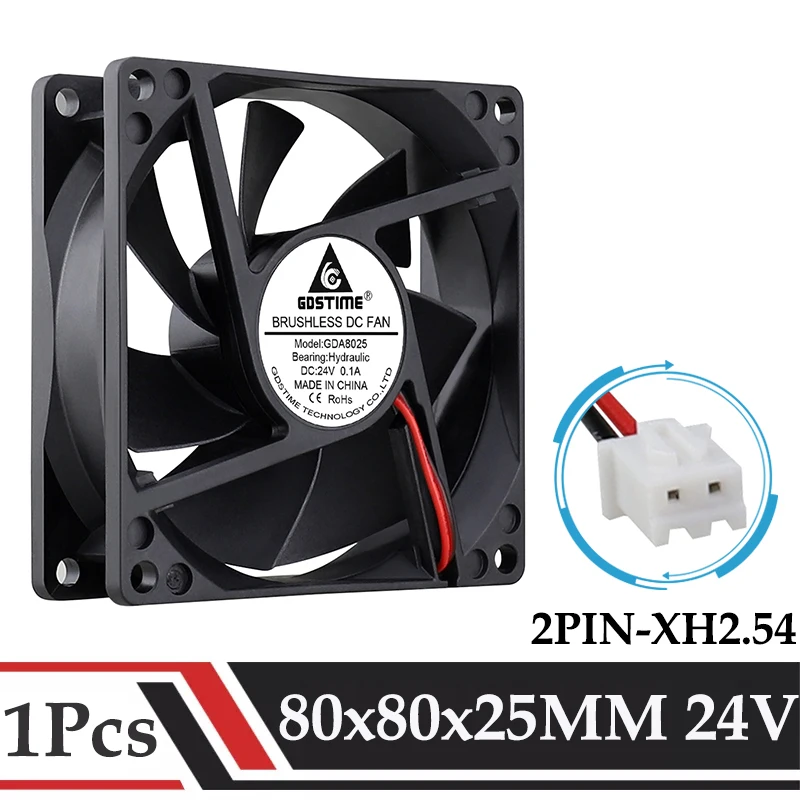 Gdstime 80mmx25 мм Холодильник корпуса ПК DC 24V вентилятор 8025 2PIN GPU радиатор 8CM осевой 80мм