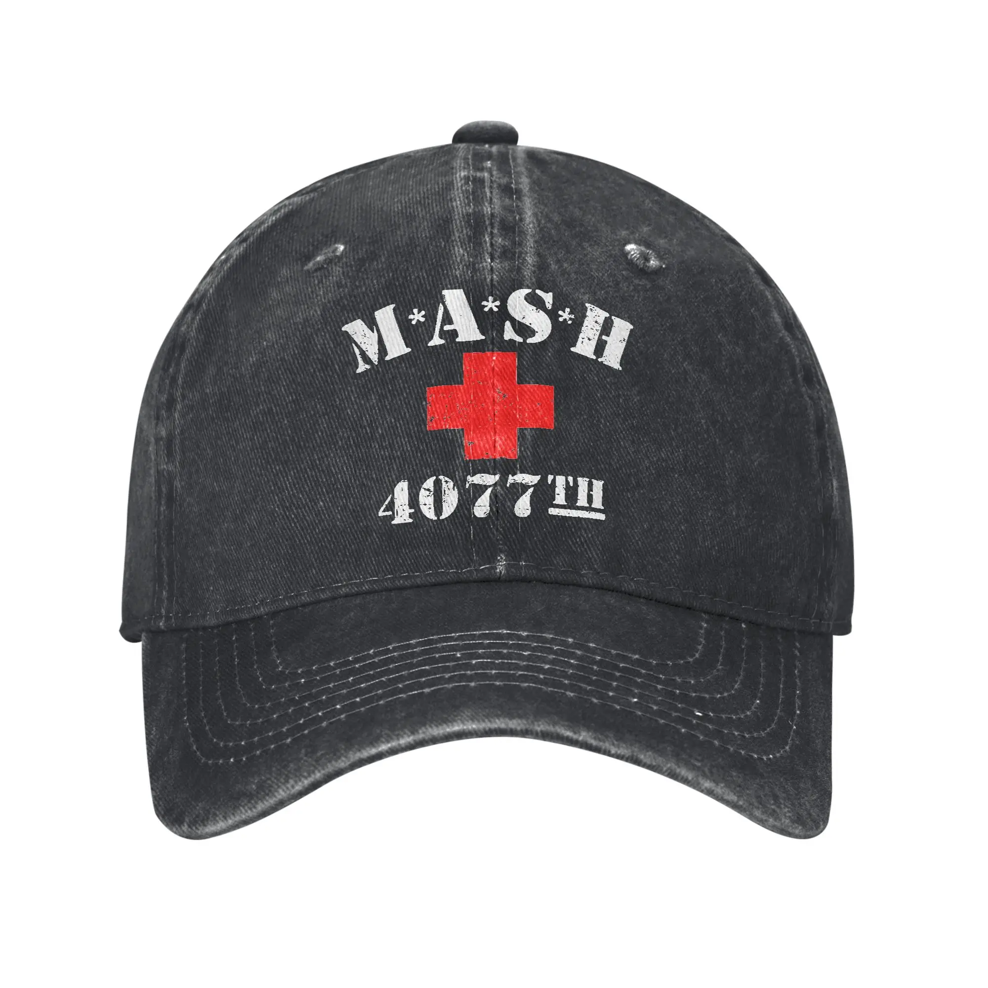 Фото Винтажная бейсболка Mash 4077 в стиле телешоу, унисекс, из состаренного денима, для активного отдыха, регулируемая по размеру. №1