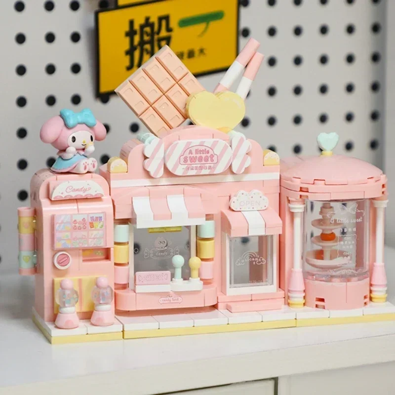 

Sanrio New Building Block Creative Cartoon Pochacco Chaigou Hansel and Gretel Kuromi Street View Puzzle Birthday Gift