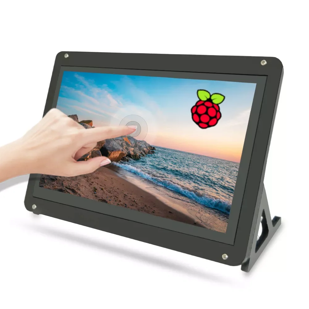 

Raspberry Pi Display 7 inch 1024x600 Touch Screen Monitor with Dual Speakers, CPU Monitoring 7" HDMI Display with Case