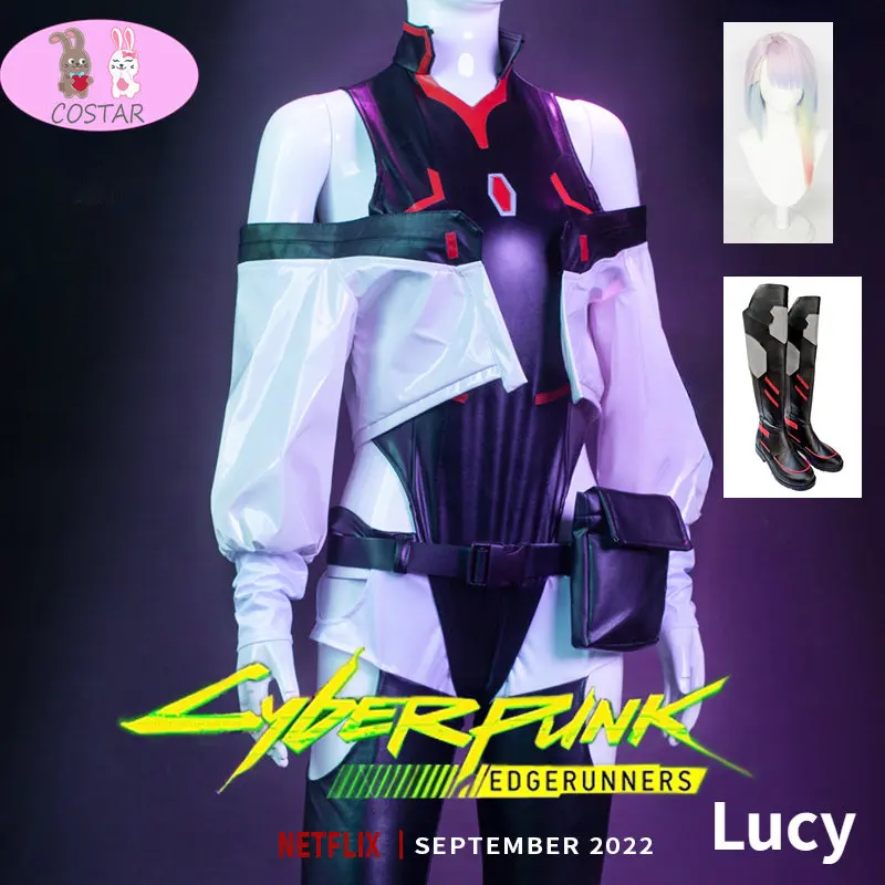 

Lucy cosplay Cyberpunk: Edgerunners Cosplay Costume Women Jumpsuit Coat Suit Lucyna Kushinada Halloween Uniforms wig