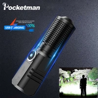 new upgraded p100 led flashlight type c usb rechargeable flashlights mini pocket sized tactical flashlight waterproof torch