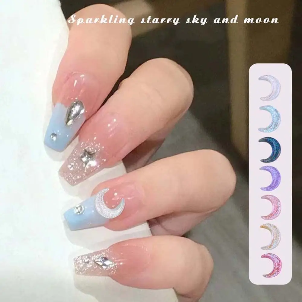

100Pcs 3D Colorful Moon Shape Nail Rhinestones DIY Household Sparkling Korean Fashion Nail Jewelry Manicure Shop Supplies